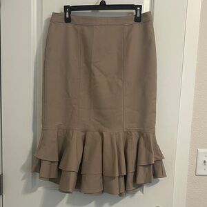 Halogen Taupe Pencil Skirt with Ruffle Hem